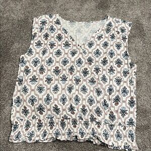 LOFT Navy Eyelet Ruffle Blouse